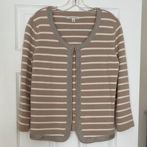 Banana Republic Women's Tan and Cream Striped Cardigan